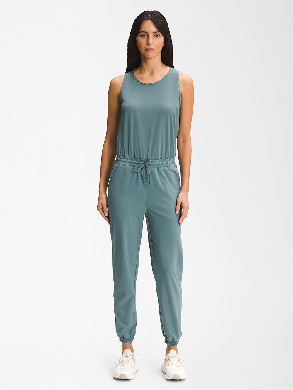 The North Face Women's Sleeveless Jogger Jumpsuit in Teal Blue